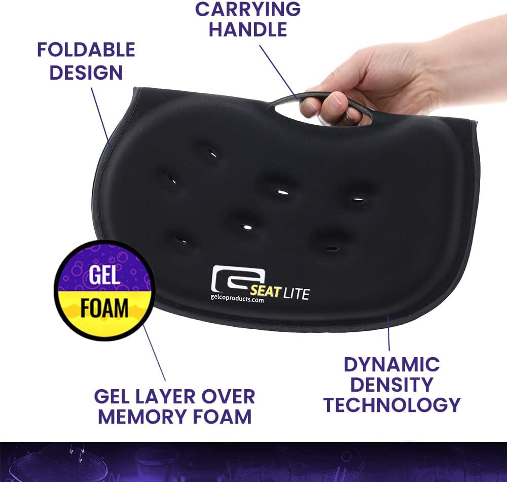 G Seat LITE Travel Gel Foam Cushion | Back Pain, Sciatica, Pressure Relief | Relieves Tailbone Discomfort, Promote Healthy Posture |…