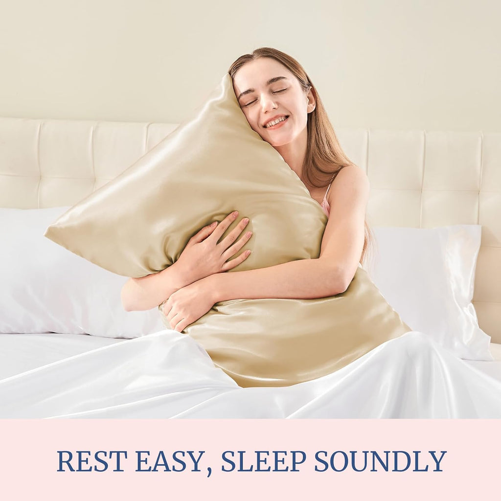 Bedelite Satin Pillowcase for Hair and Skin, Super Soft and Cooling Similar to Silk Pillow Cases 2 Pack with Envelope Closure, Gift for Wom…