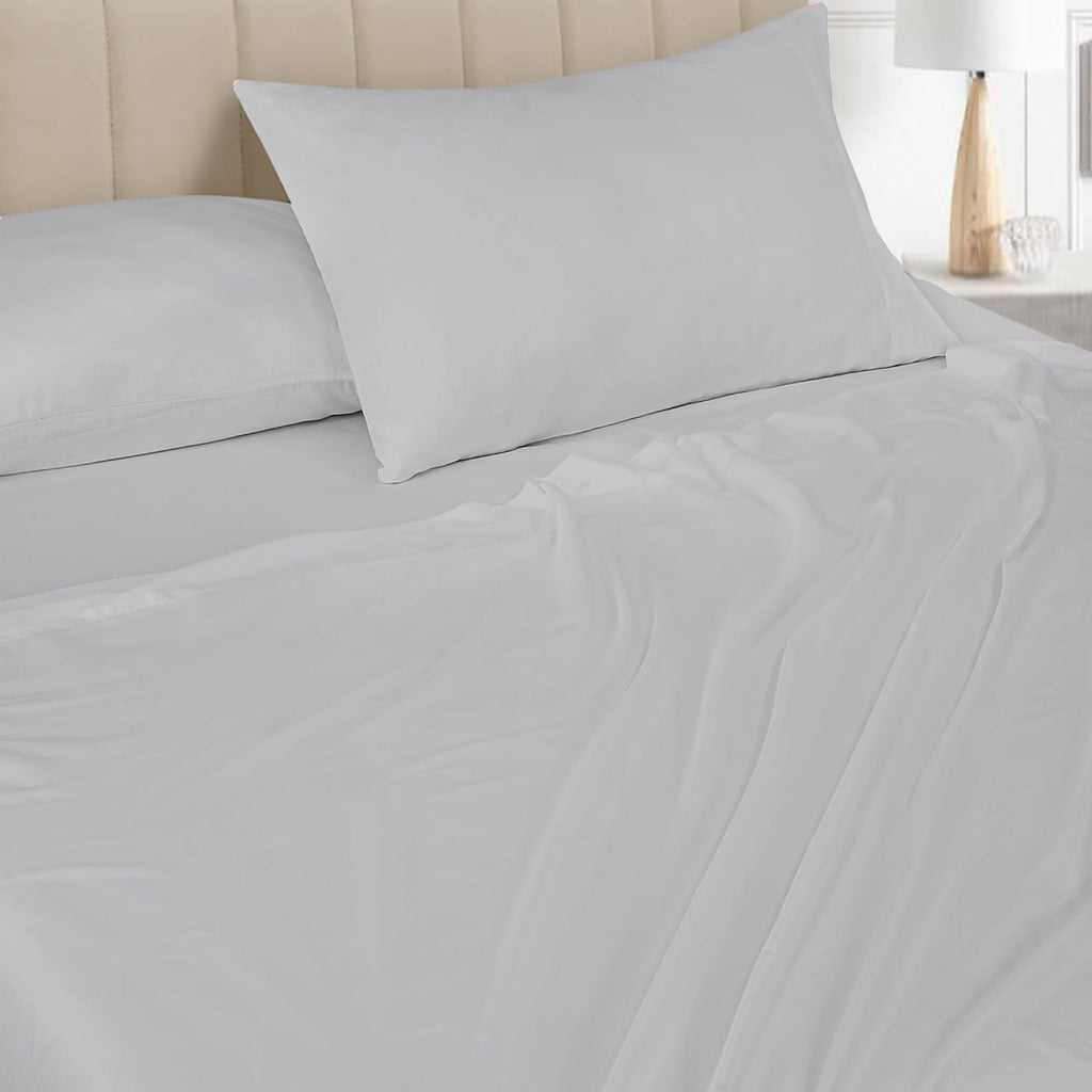 Royalelinens ROYALE LINENS Bamboo Viscose Queen Sheet Set - Cooling Bed Sheet Set - 1 Fitted, 1 Flat & 2 Pillowcase - Fits Up to 16" - Orga…