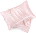 HommxJF Blush Pink Satin Pillowcase Standard Set of 2 with Envelope Closure, Blush Pink Silk Pillowcase for Hair and Skin (20x26) Pink