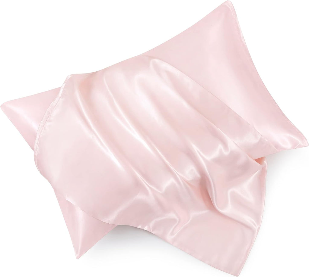HommxJF Blush Pink Satin Pillowcase Queen Size Set of 2 for Hair and Skin, Blush Pink Silk Pillowcase Breathable Pillowcase with Envelope C…