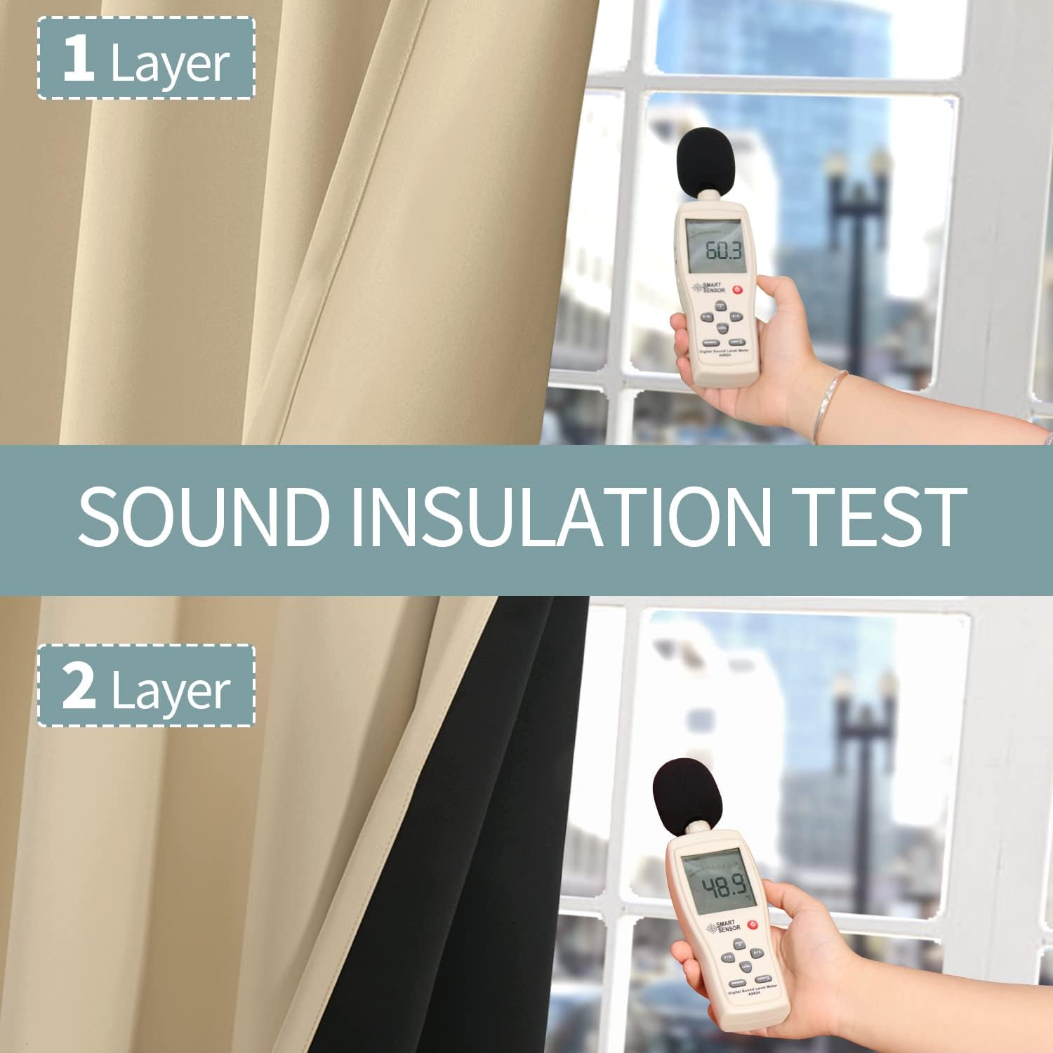 BGment Short 100% Blackout Curtains for Bedroom, Thermal Insulated Energy Efficiency Noise Reducing Grommet Curtains 45 Inch Length with Li…