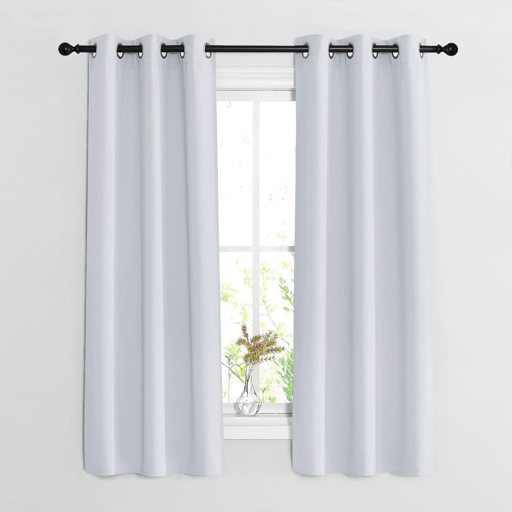 Nicetown Bedroom Curtains 2 Panels Set - easy maintenance Solid Thermal Insulated Silver Grommet Light Blocking Room Darkening Drapes for…