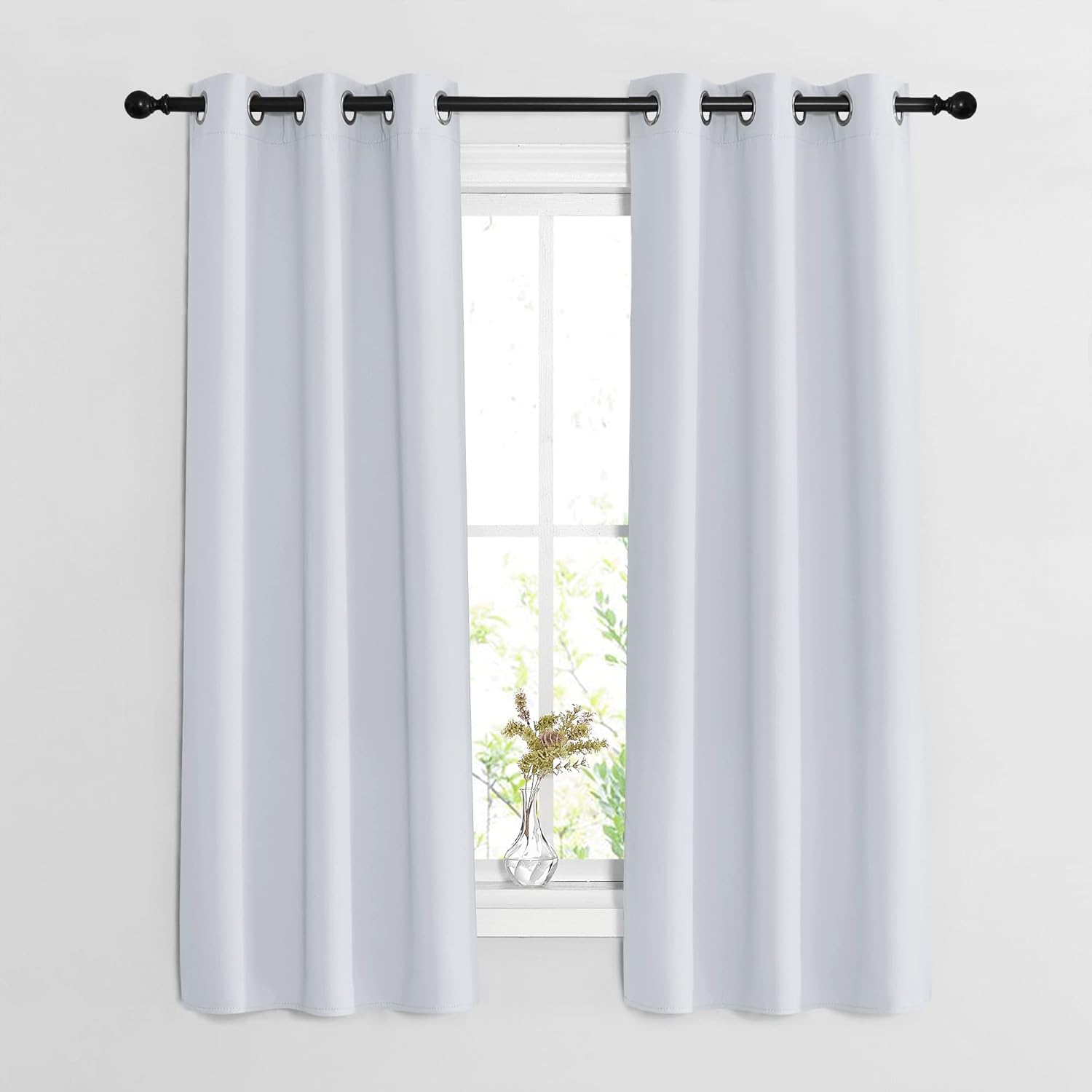 Nicetown Bedroom Curtains 2 Panels Set - easy maintenance Solid Thermal Insulated Silver Grommet Light Blocking Room Darkening Drapes for…