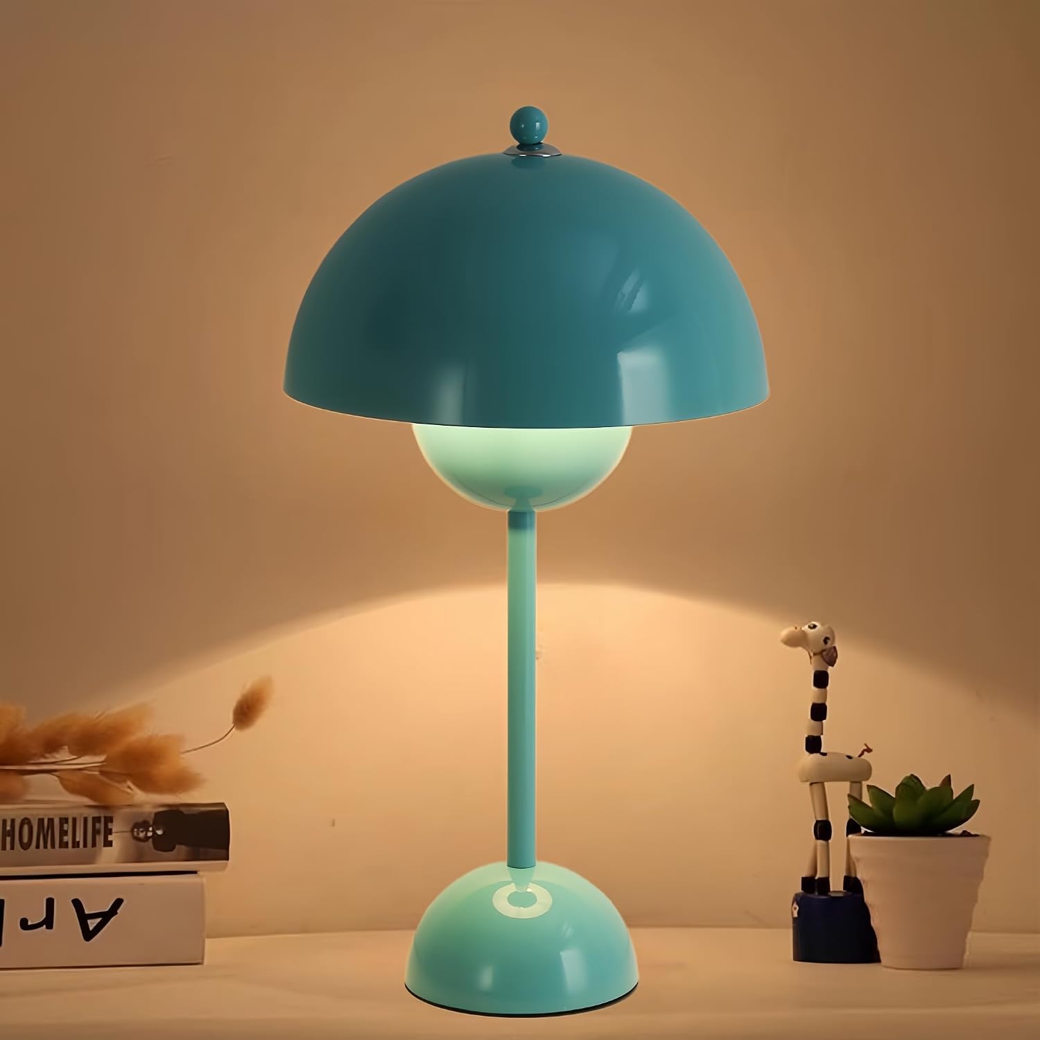COSYLUX Modern Small Table Lamp for Bedroom, Cute Dome Shade Reflecting Light Reading Lamp for Living Room, Kid's Room, Study, Office…