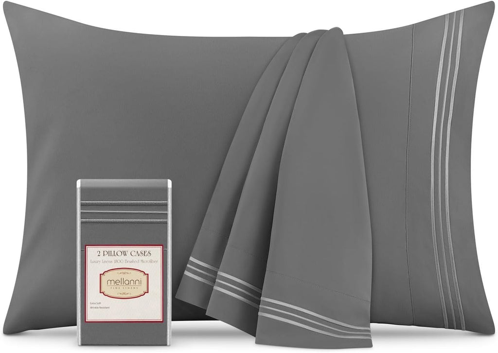 Mellanni Pillow Cases - Luxury, Extra Soft, Cooling Pillow Covers - 2 PC Iconic Collection Pillowcases - Envelope Closure (Standard/Queen 2…