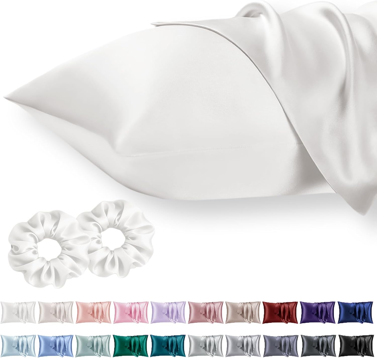 Vielit King Satin Pillowcase for Hair 2pc, Similar to Silk Pillow Cases, Easier comfort Than Silk Pillowcase Gifts for Women Men, Cream…