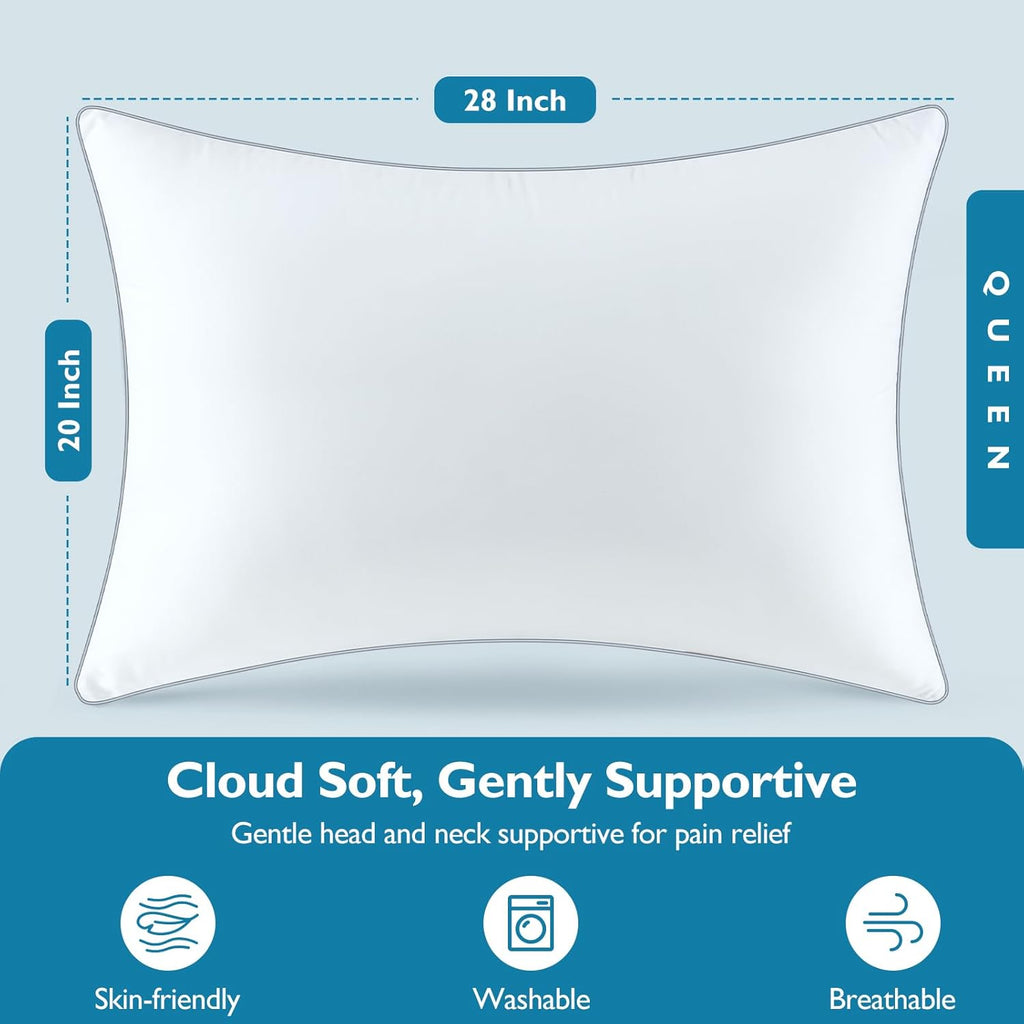 Adjustable Bed Pillows for Sleeping - Pillows Standard Size Set of 2, Soft & Fluffy Down Alternative Fill, Zippered Hotel Quality Pillows…