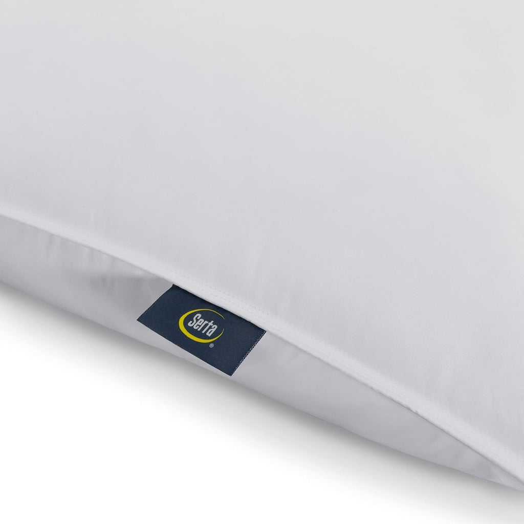 Serta Down Illusion Soft Hypoallergenic Medium/Firm Bed Pillows for Side, Stomach or Back Sleepers (2 Pack), Queen, White 2 Pack cotton Whi…