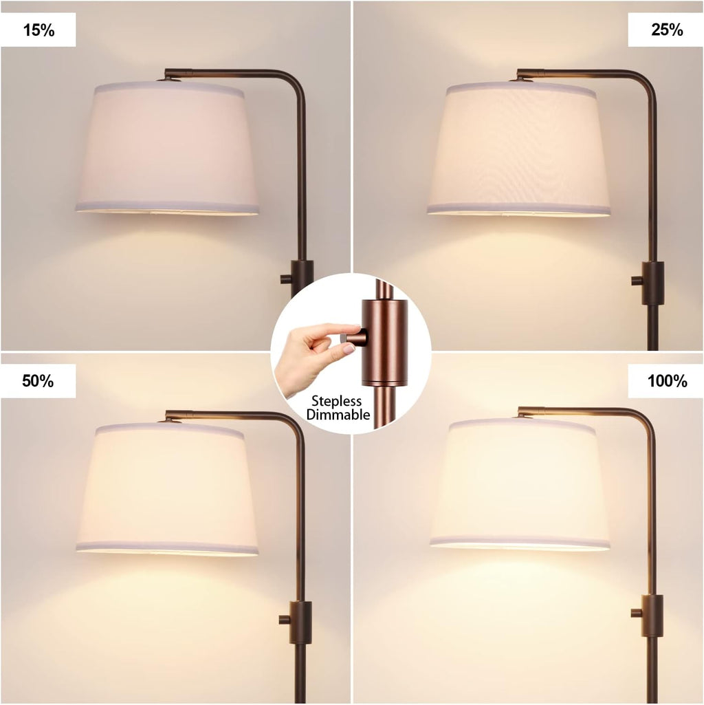 Nintiue [Upgraded] Dimmable Floor Lamp, 1000 Lumens LED Edison Bulb Included, Modern Arc Standing Tall Brown Floor Lamp for Living Room…