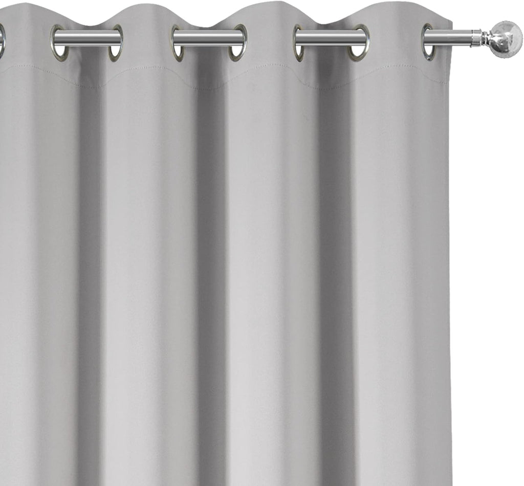 Lemomo Light Grey Blackout Curtains 42 x 63 Inch Length/Set of 2 Curtain Panels/Thermal Insulated Room Darkening Blackout Curtains for Bedr…