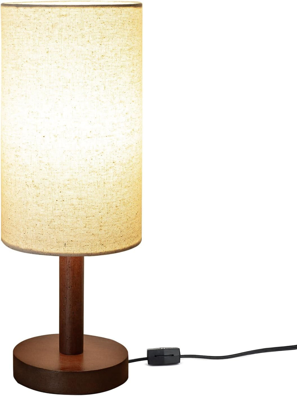 Small Table Lamp for Bedroom, Nightstand Lamp Linen Lampshade Bedroom Wood Base Small Bedside Lamp for Night Stands, Desk Lamps for…