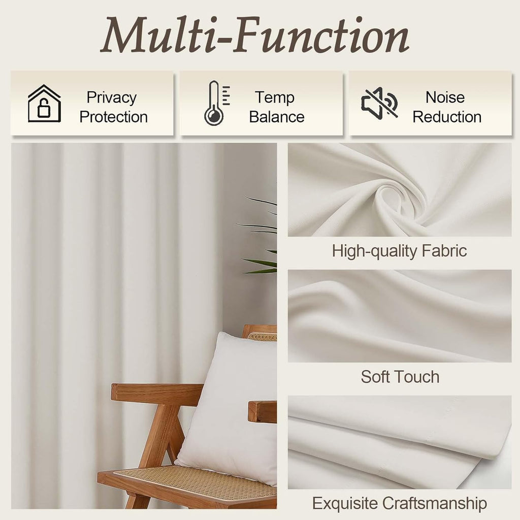 Gwine Natural Light Filtering Curtains for Bedroom 54 Inches Long, Thermal Insulated Room Darkening Curtains for Living Room Each 40"…