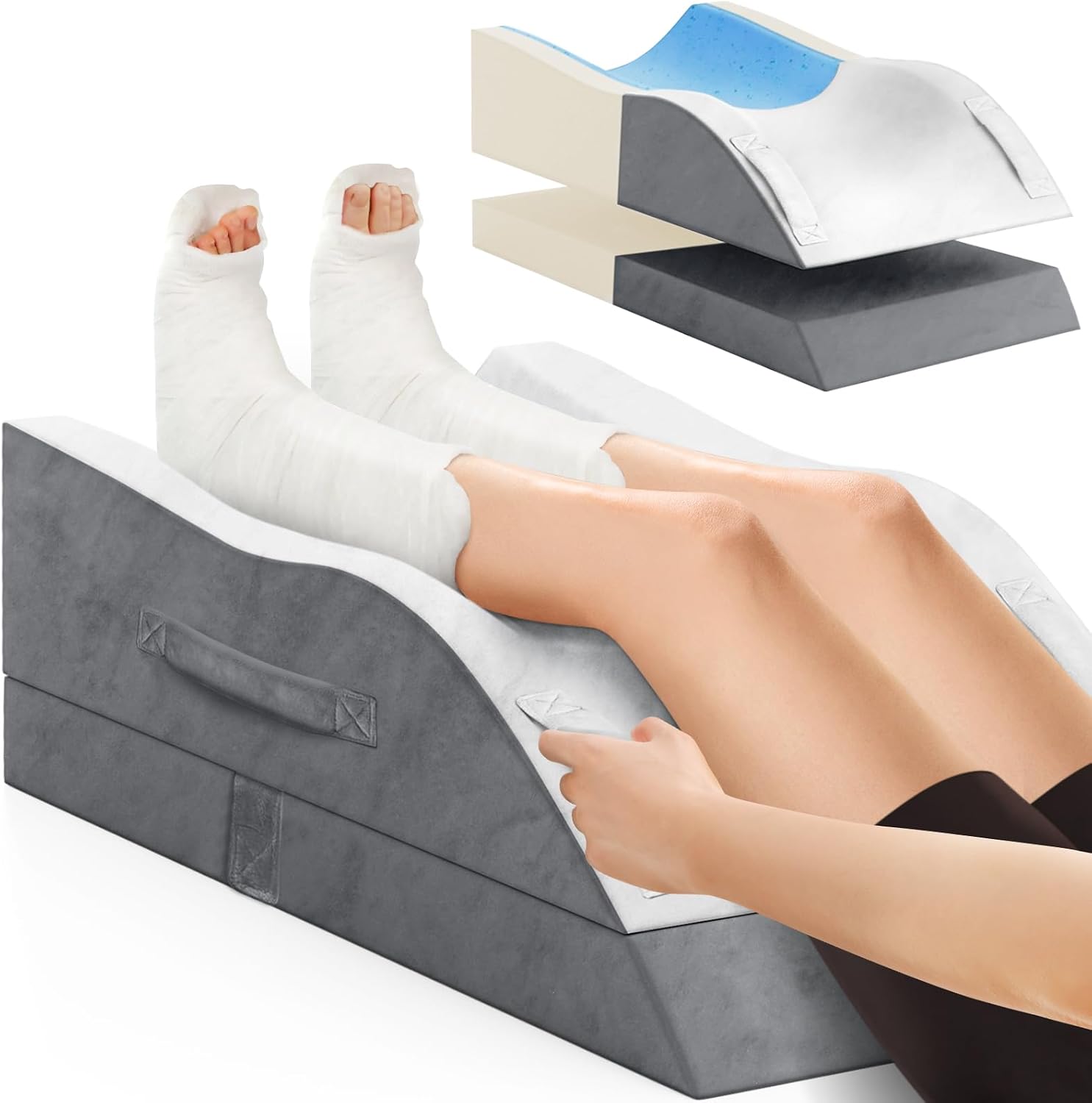 TranquilRelax Double Leg Elevation Pillows, Wedge Pillow for After Surgery, Memory Foam Support Adjustable, Comfort comfort for…