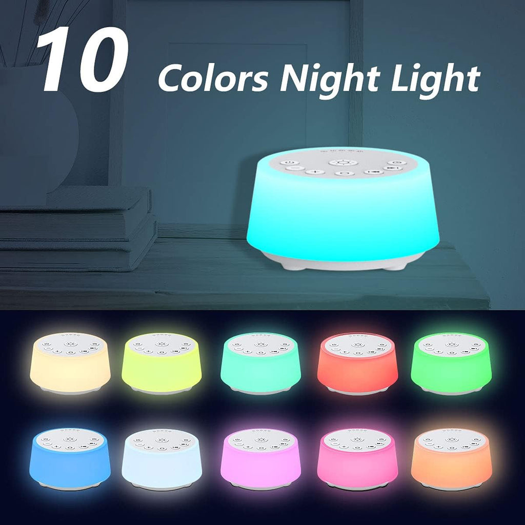 Color Noise Sound Machines with 10 Colors Night Light 25 Soothing Sounds and Sleep White Noise Machine 32 Volume Levels 5 Timers…