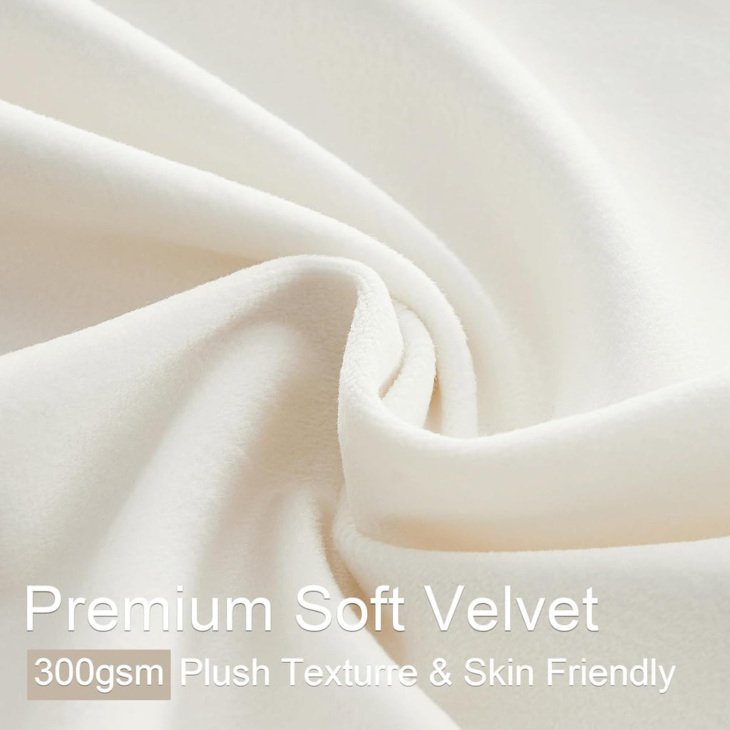 Drapenova 96 Inch Long Velvet Pinch Pleated Curtains for Living Room/Bedroom Ivory Modern Elegant Room Darkening Soundproof Thermal…