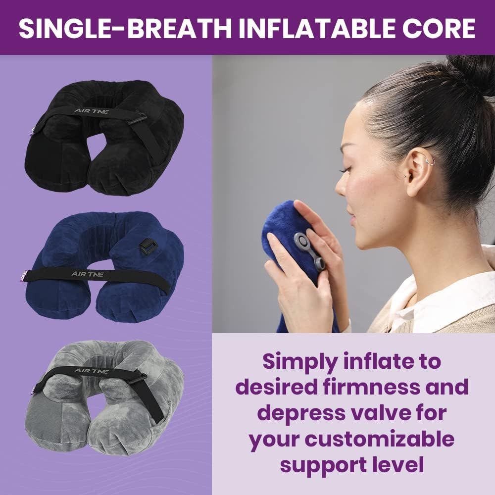 Cabeau Inflatable Travel Pillow – Air TNE – Adjustable, Lightweight, and Supportive for Sleeping on Airplanes, Trains, and Cars– Customized…