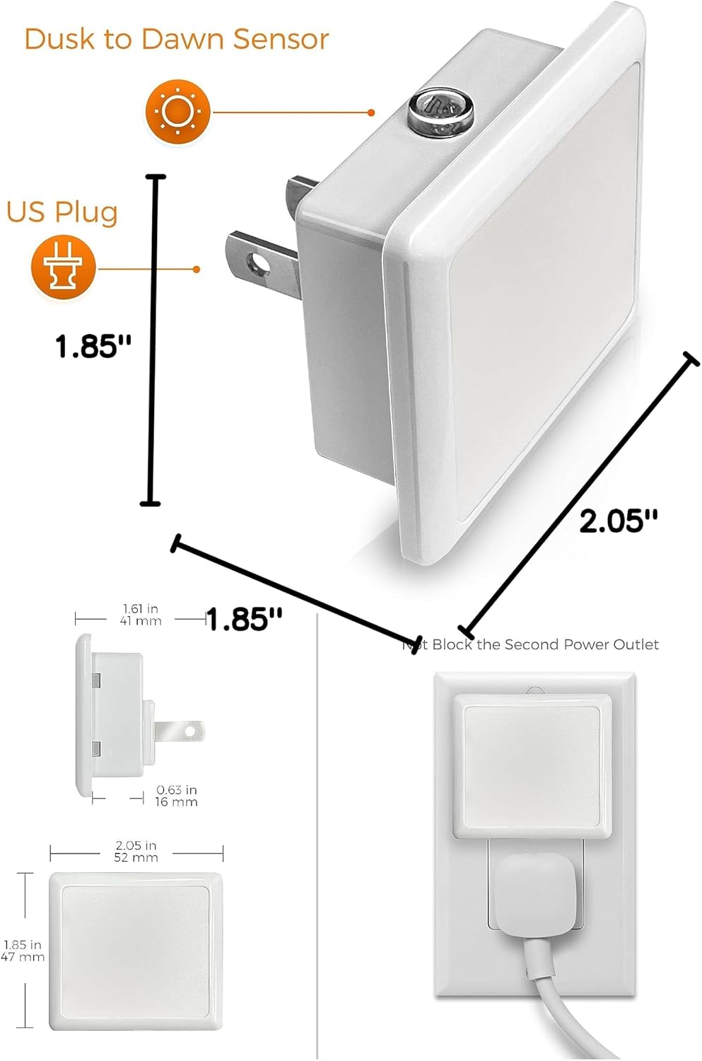Llohasled L LOHAS LED Night Lights Plug into Wall 2-Pack, 0.3W Plug in Night Light, Dusk to Dawn, 2000K Amber Light, Nightlight A…