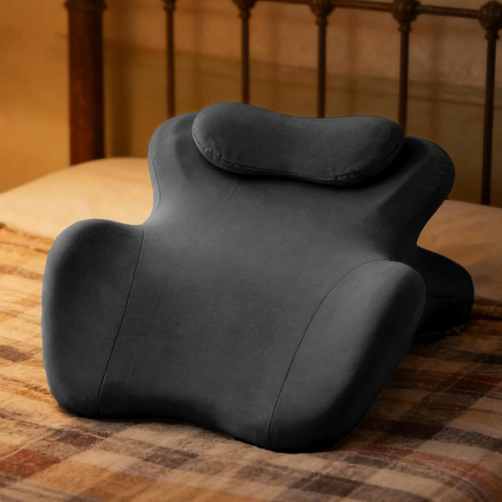 Reading Pillow for Watching tv and Reading in Bed, Ergonomic Wedge Pillow Prone Position with Support More Comfortable (Black, One Size)