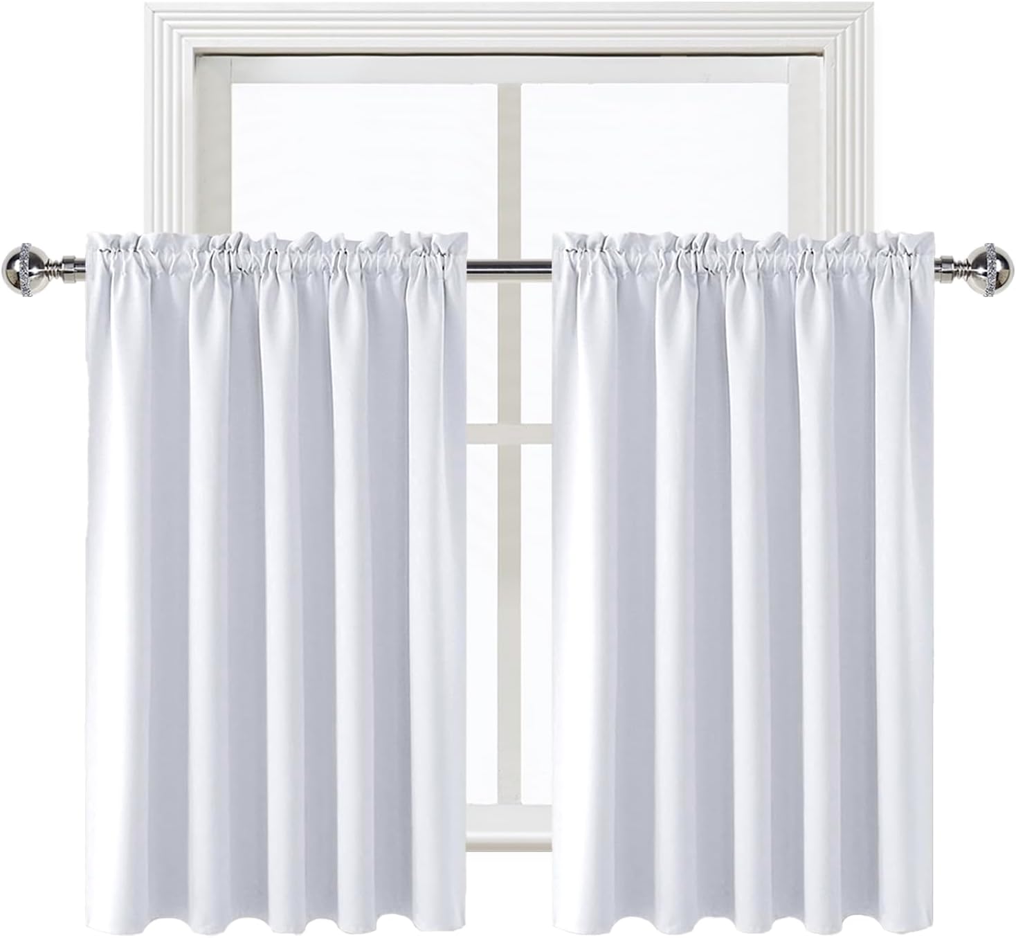 DWCN White Room Darkening Curtains for Kitchen/Bedroom, 60 x 36 inches Long - Energy Saving Window Drapes for Nursery with Rod Pocket…