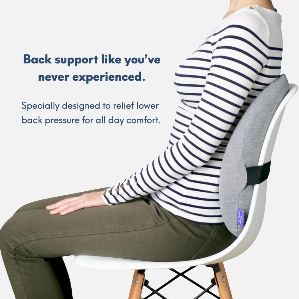 Cushionlab C CUSHION LAB Extra Dense Lumbar Pillow - Patented Ergonomic Multi-Region Firm Back Support for Lower Back - Lumbar Support Cush…