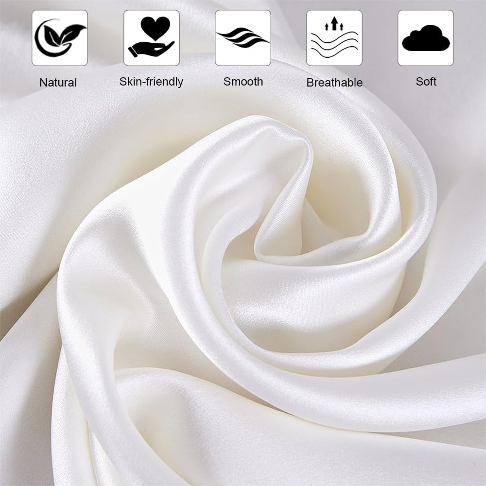Ravmix Silk Pillow Cases 2 Pack with Zipper, 21momme Mulberry Silk Pillowcase for Hair Skin, Soft Smooth Breathable Cool Pillow Cover for B…