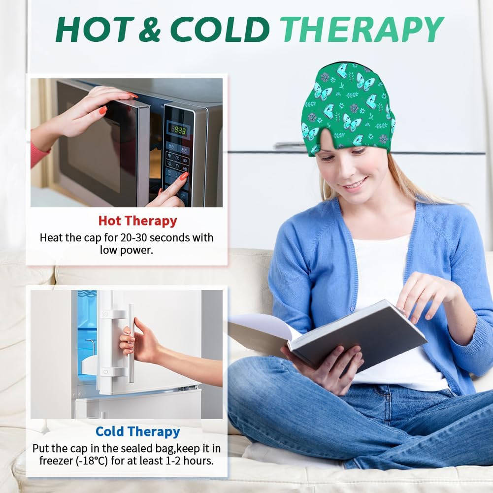 Conbella Migraine Relief Cap, Soothing Headache Ice Face Mask Products, Hot and Cold relaxation, Migraine Headache Relief Cap for…