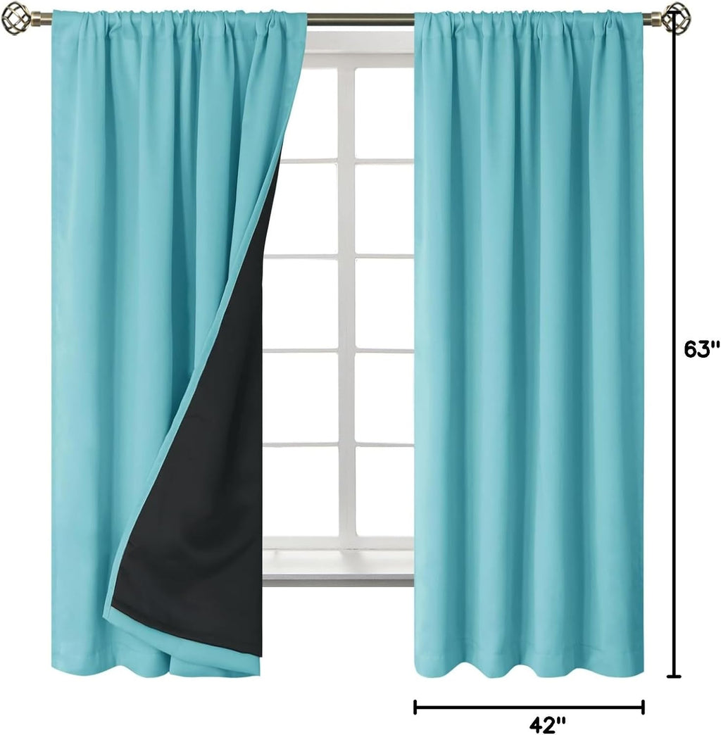 BGment 100% Blackout Curtains for Bedroom 63 Inch Length, Full Room Darkening Curtains for Living Room Rod Pocket with Thermal Insulated…