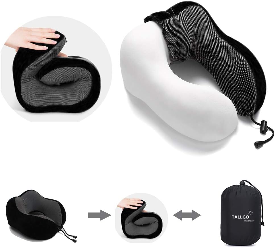 TALLGONeckPillowAlwaysHere TALLGO Travel Pillow, Memory Foam Neck Pillow Head Support Soft Pillow for Sleeping Rest, Airplane Car & Home Us…