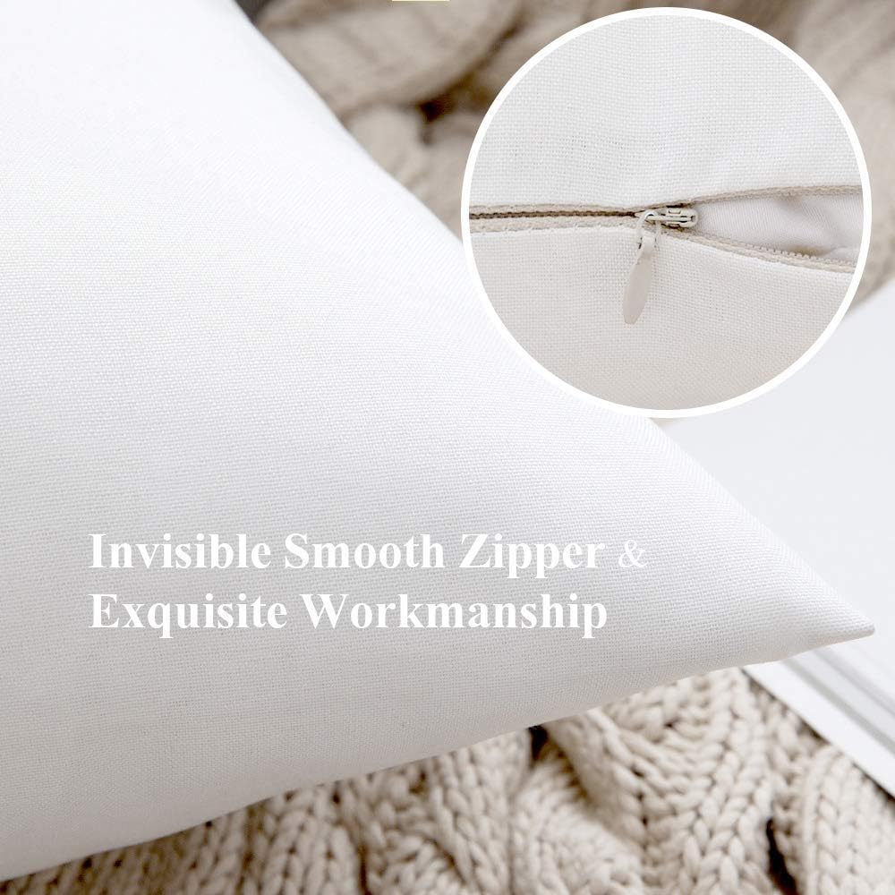 Miulee Pack of 2 Decorative Outdoor Solid Waterproof Throw Pillow Covers Faux Linen Garden Farmhouse Cushion Cases for Patio Tent Balcony C…