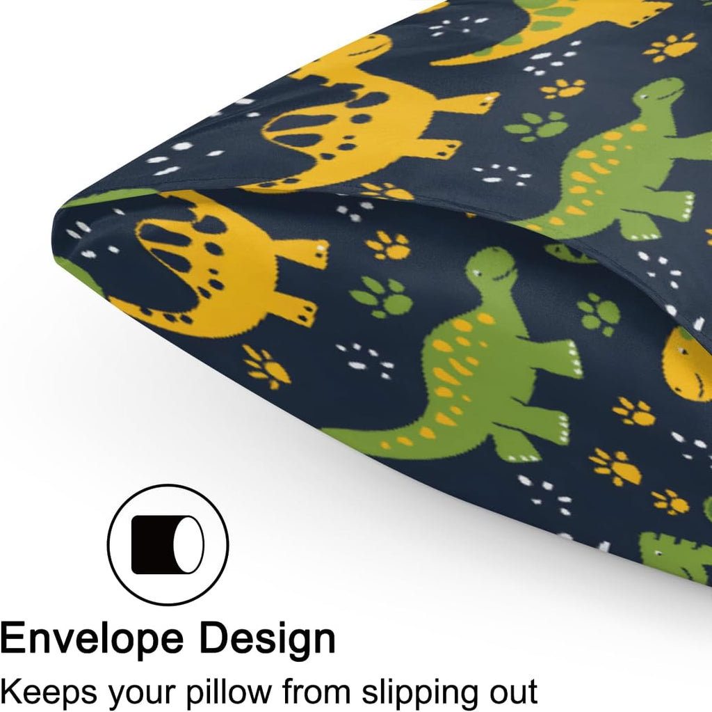 Animal Dinosaur Green Cute Satin Pillowcase for Hair and Skin Soft Silk Pillow Cases with Envelope Closure Cooling Pillow Case Slip 15.99…