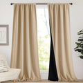 Nicetown Thermal Insulated 100% Blackout Curtains, Rod Pocket Noise Reducing Drapes with Black Lining, Full Light Blocking Drapery Panels f…