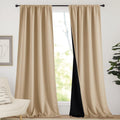 Nicetown Thermal Insulated 100% Blackout Curtains, Noise Reducing Drapes with Black Backing, Rod Pocket Full Light Blocking Panels for Pati…