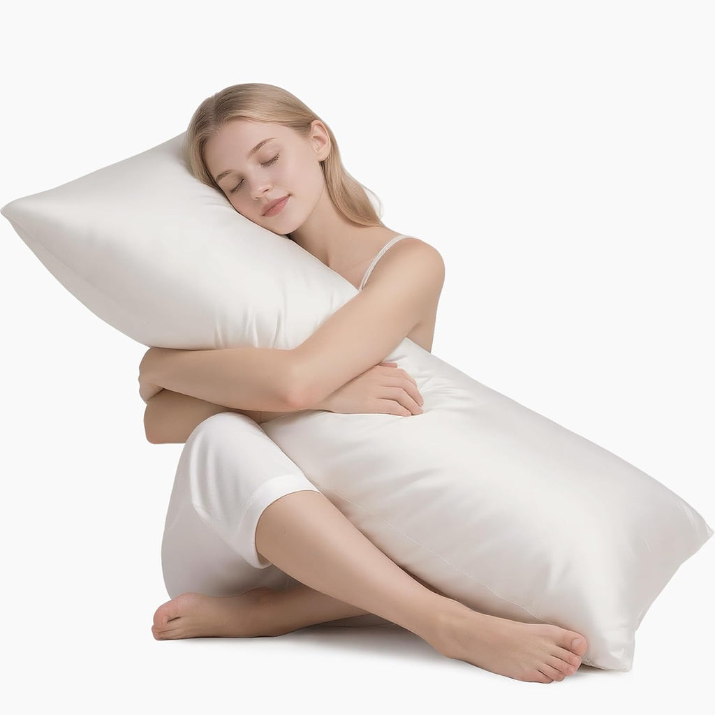 MR&HM Satin Body Pillow Cover, Soft and Breathable Body Pillow Case with Envelope Closure, Cooling and Silky Long Pillowcase for Hair and…