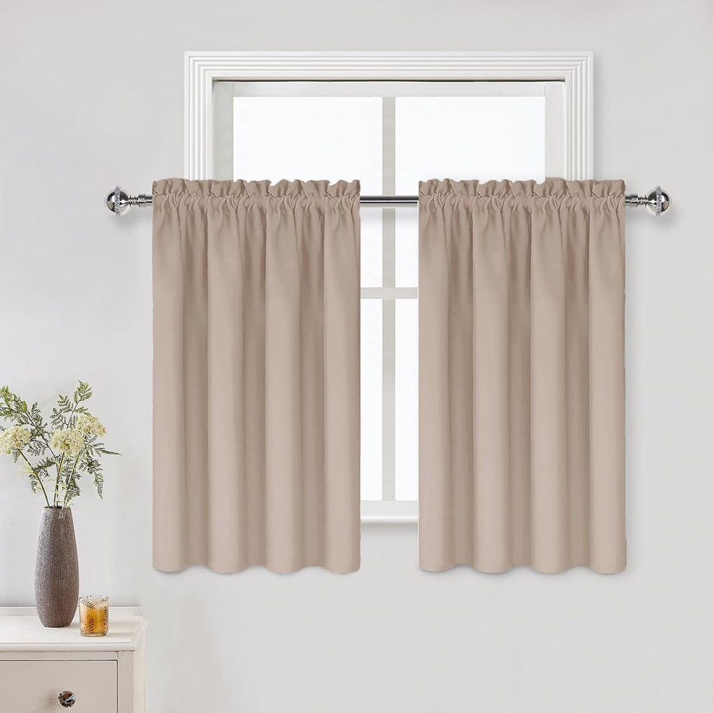 DWCN Blackout Curtains for Living Room Thermal Insulated, Energy Saving & Noise Reducing Bedroom Curtains, Camel, W 42x L 36 Inch, Set of…