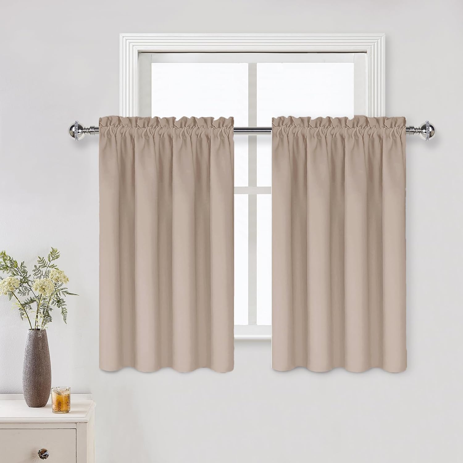 DWCN Blackout Curtains for Living Room Thermal Insulated, Energy Saving & Noise Reducing Bedroom Curtains, Camel, W 42x L 36 Inch, Set of…