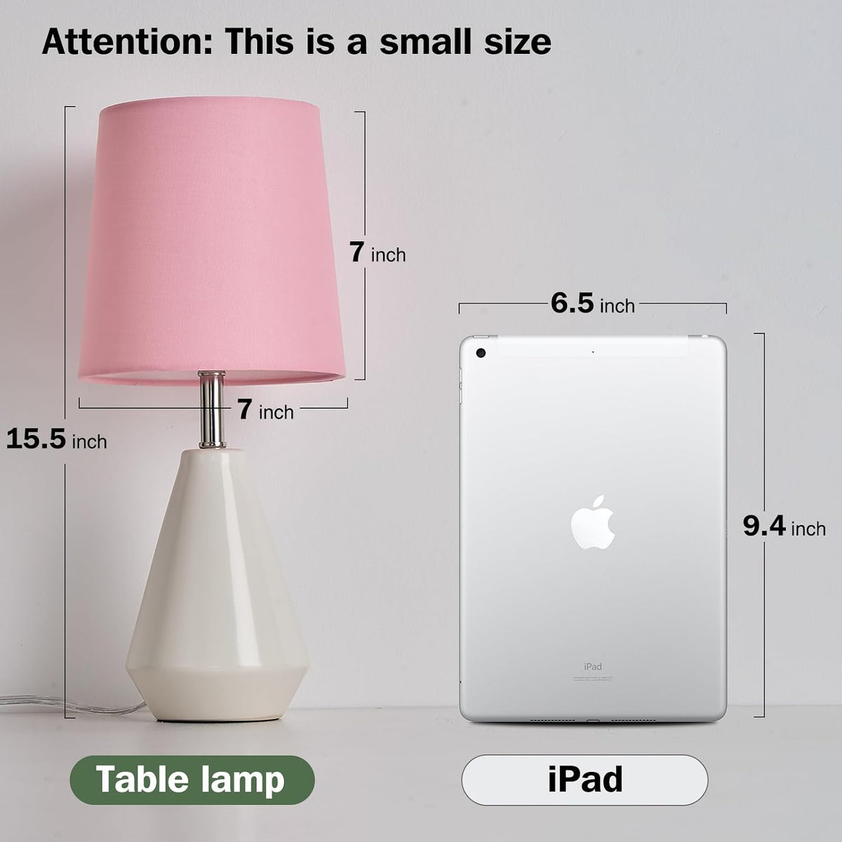 Small Bedside Table Lamp for Bedroom - Reading Desk Lamp with 3 Color Temperatures,15.5" Nightstand Ceramic Lamp with Fabric Shade for…