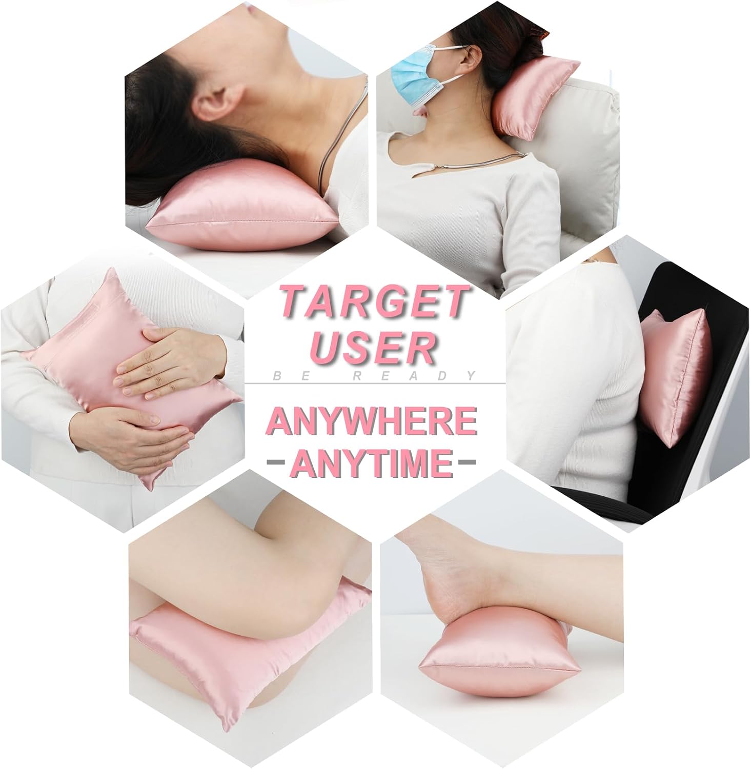 BNRendles Small Neck Pillow for Recliner Chair Neck with Removable Pillowcover Little Cervical Support Cushion Tiny Pillows Sleep Nap Satin…