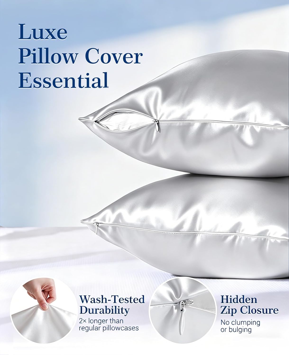 Elegear Cooling Pillow Cases Set of 2 for Hot Sleepers, Softer Than Silk Pillow Cases for Hair & Skin, Upgraded Arc-Chill Cooling Satin…