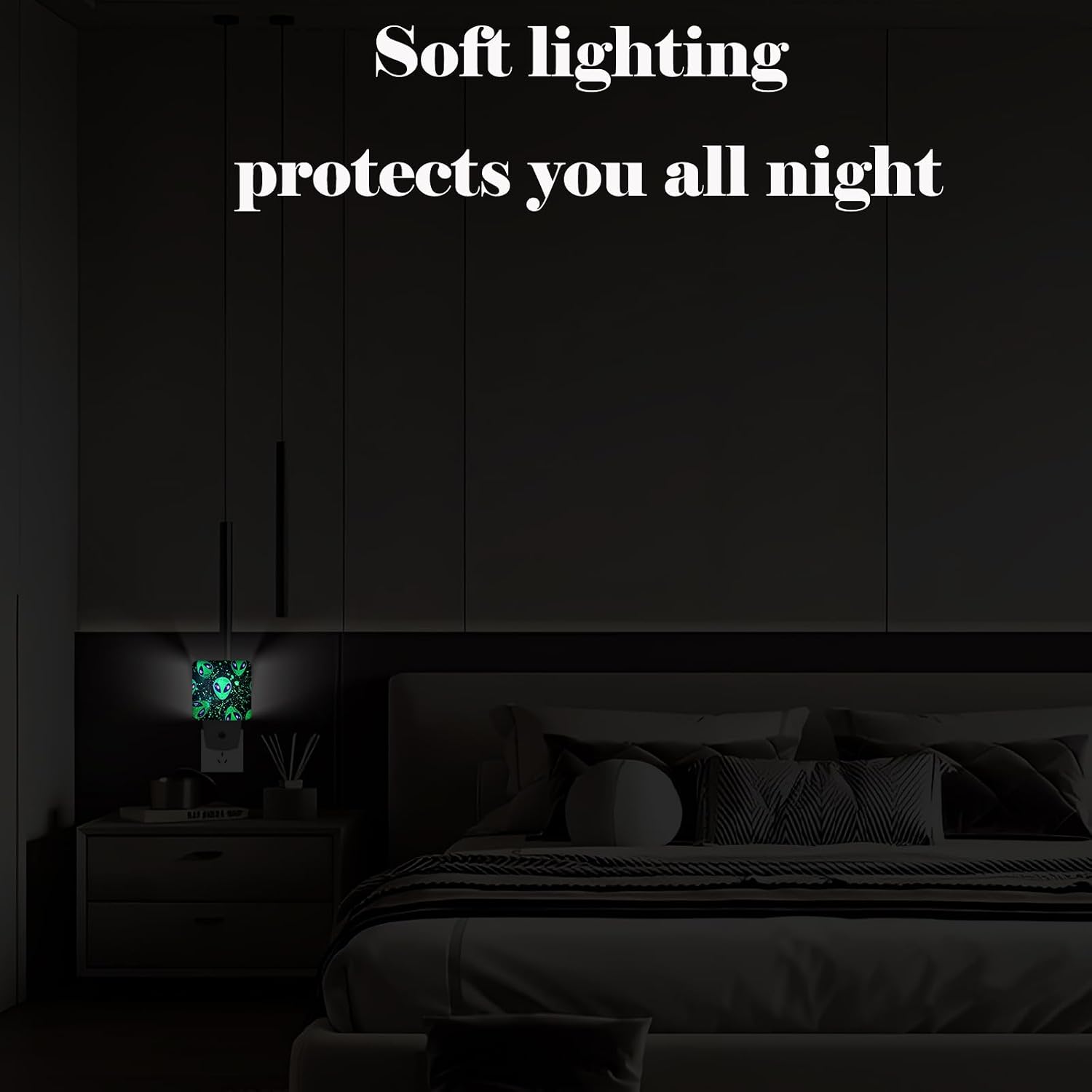 Green Aliens Night Light, Plug Into Wall Decor for Stairway, Hallway, Kitchen, Dusk to Dawn Sensor Nightlights for Boys/Girls/Women/Men Room…