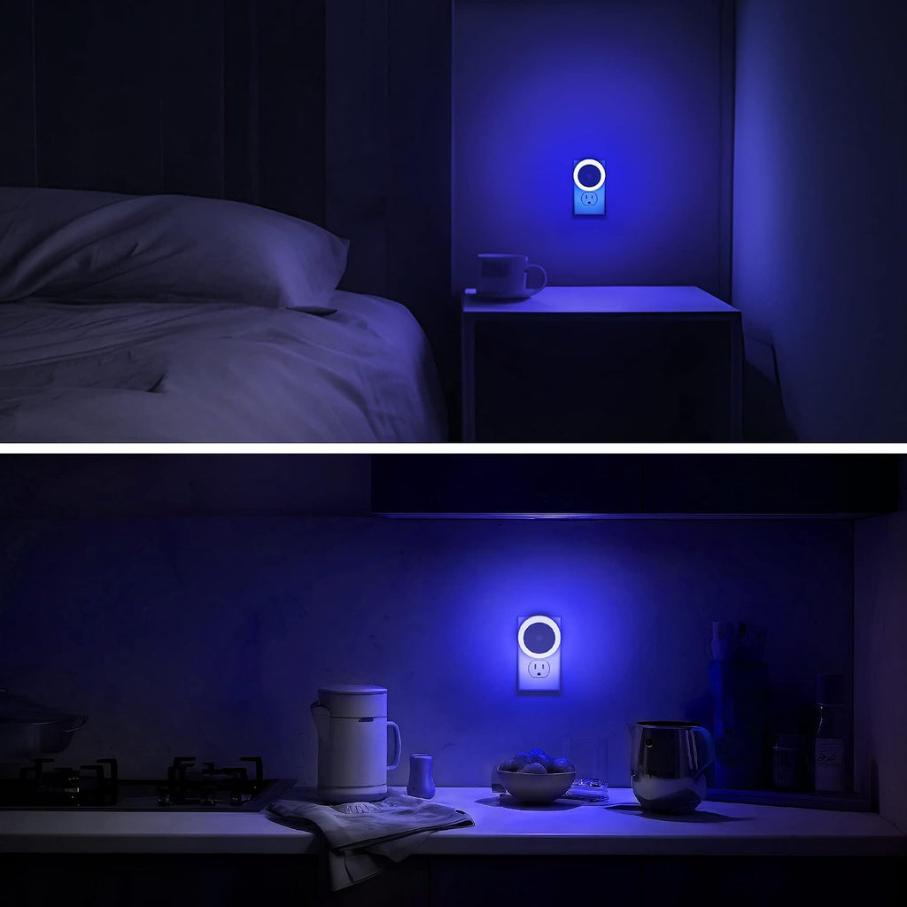 WelcometoBriigniteenjoyyourtimehere Briignite Blue Night Light, LED Night Lights for Kids, 4 Pack Plug in Night Light, Hallway Lights, Wall…