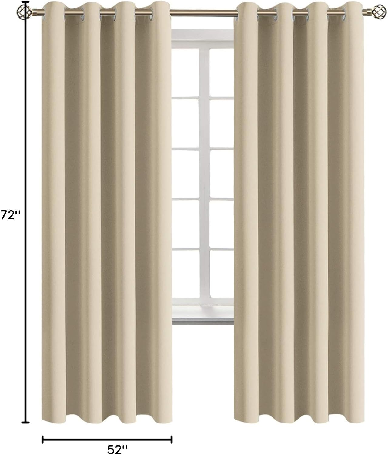BGment Room Darkening Curtains 72 Inches Long - Grommet Thermal Insulated Drapes Window Treatment Curtains for Bedroom, 2 Panels, 52 x 72 I…