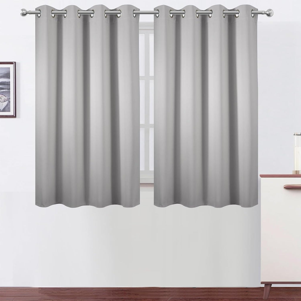 Lemomo Blackout Curtains 66 x 54 Inch Long Light Grey Curtains Set of 2 Panels Room Darkening Curtains for Bedroom and Living Room 54 Inch…