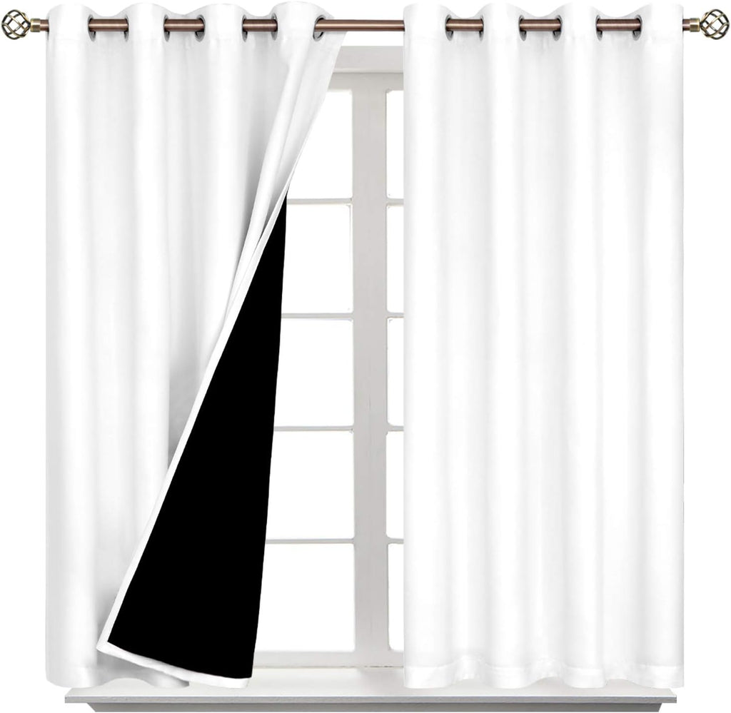 BGment Short 100% Blackout Curtains for Bedroom, Thermal Insulated Energy Efficiency Noise Reducing Grommet Curtains 54 Inch Length with Li…