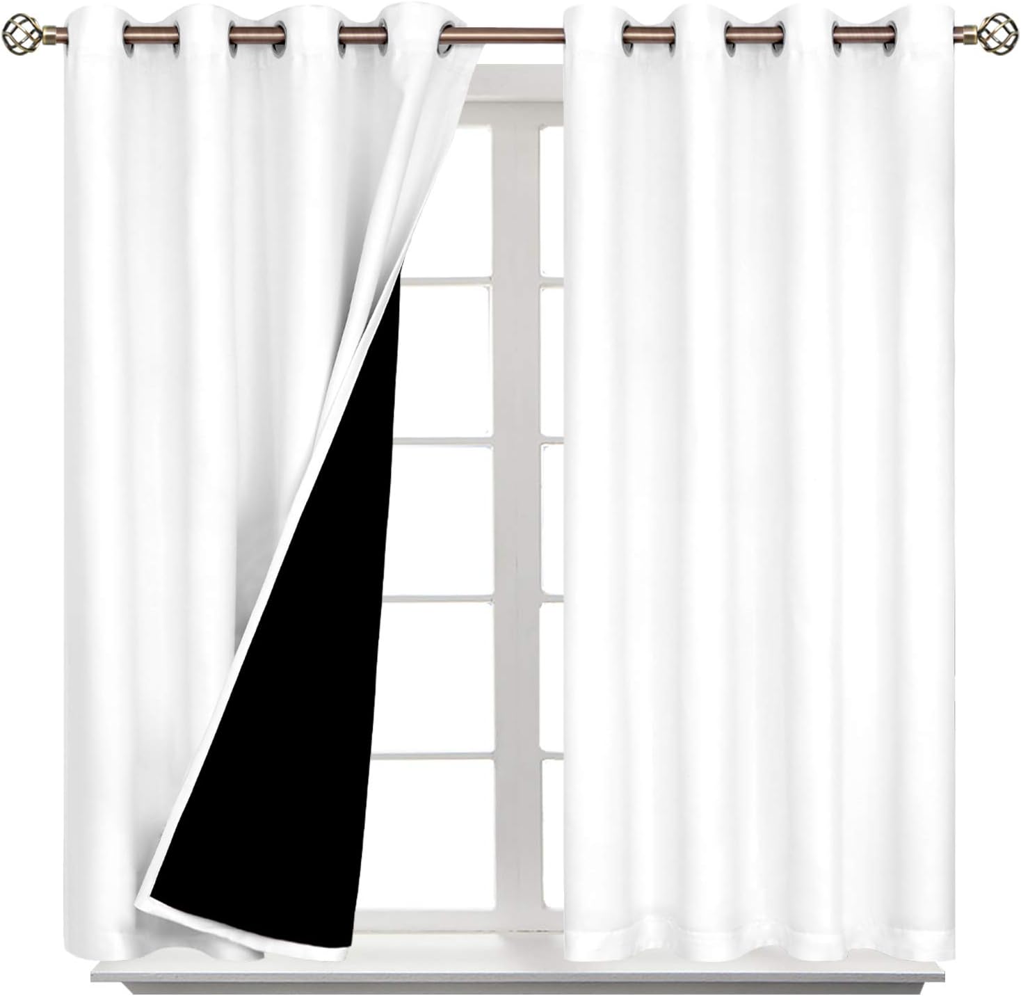 BGment Short 100% Blackout Curtains for Bedroom, Thermal Insulated Energy Efficiency Noise Reducing Grommet Curtains 54 Inch Length with Li…