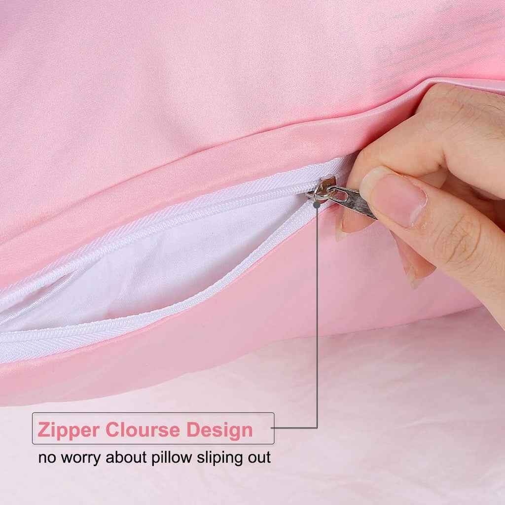 uxcell Queen Satin Pillowcase with Zipper, Super Soft and Luxury, Silky Pillow Cases Covers Set of 2, 21"x31", Blush