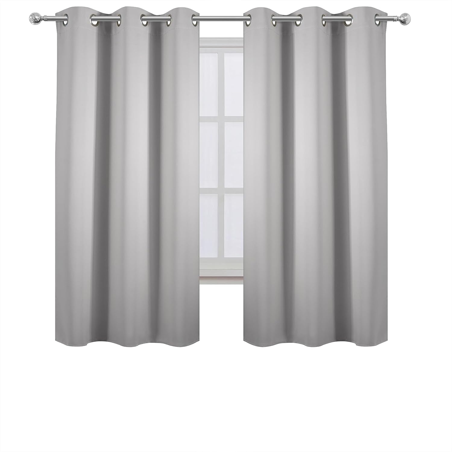 Lemomo Light Grey Blackout Curtains 38 x 63 Inch Length/Set of 2 Curtain Panels/Thermal Insulated Room Darkening Blackout Curtains for Bedr…