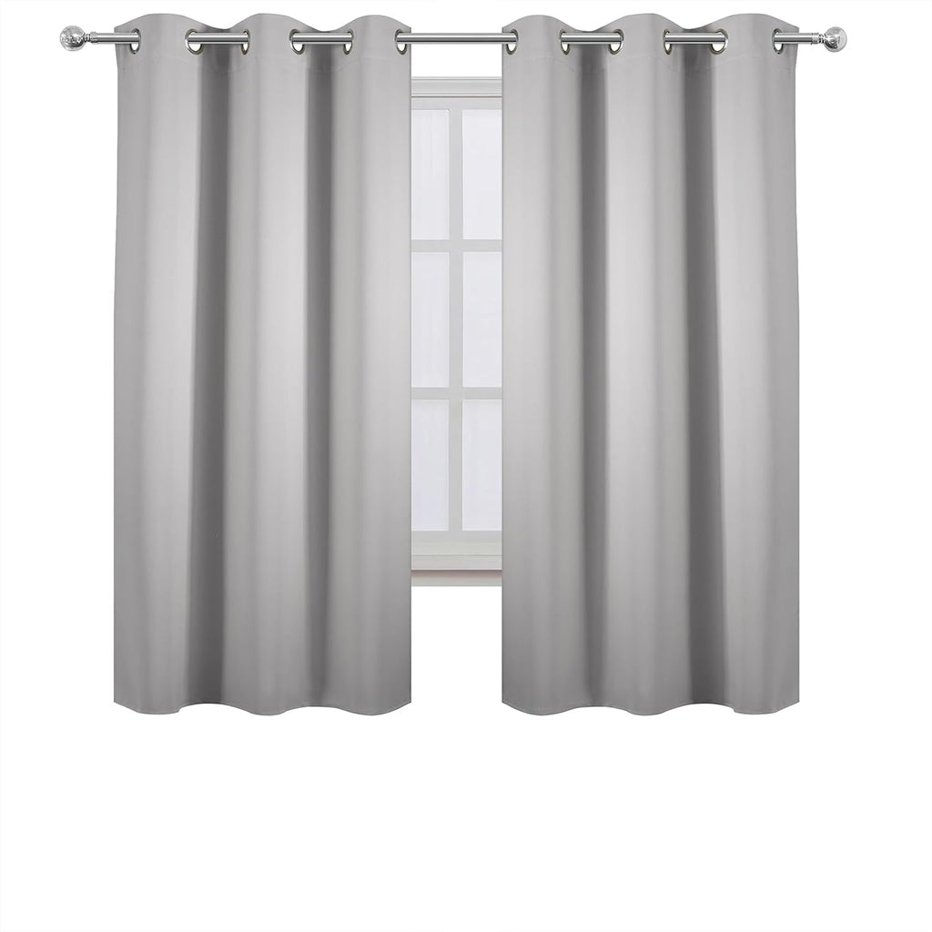 Lemomo Light Grey Blackout Curtains 42 x 54 Inch Length Set of 2 Panels Grommet Bedroom Curtains for Living Room 54 Inch Grey