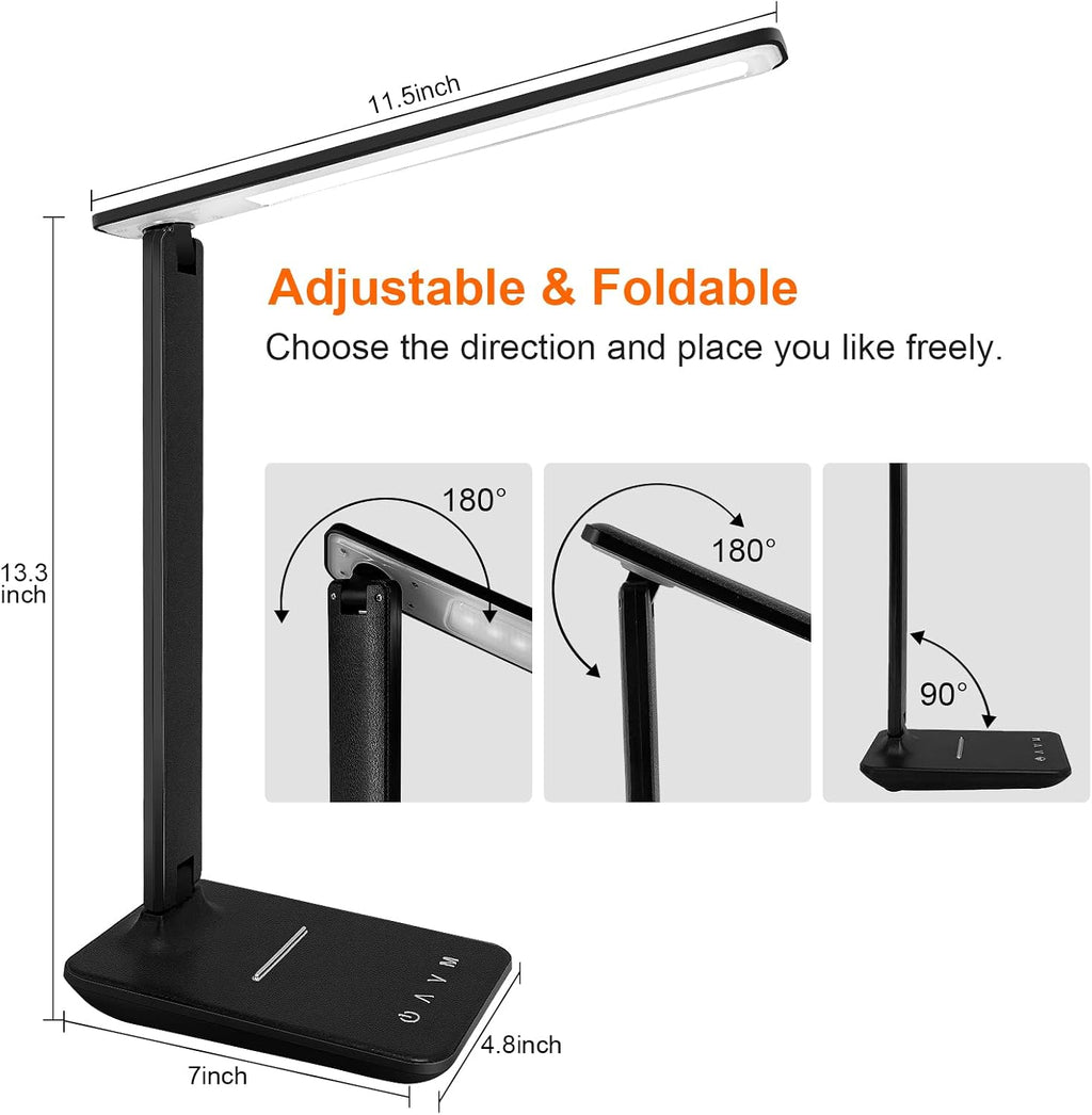 karidi LED Desk Lamp Dimmable Table Lamp with USB Charging Port, 5 Lighting Modes, Sensitive Control, Foldable Portable Desk Light for…