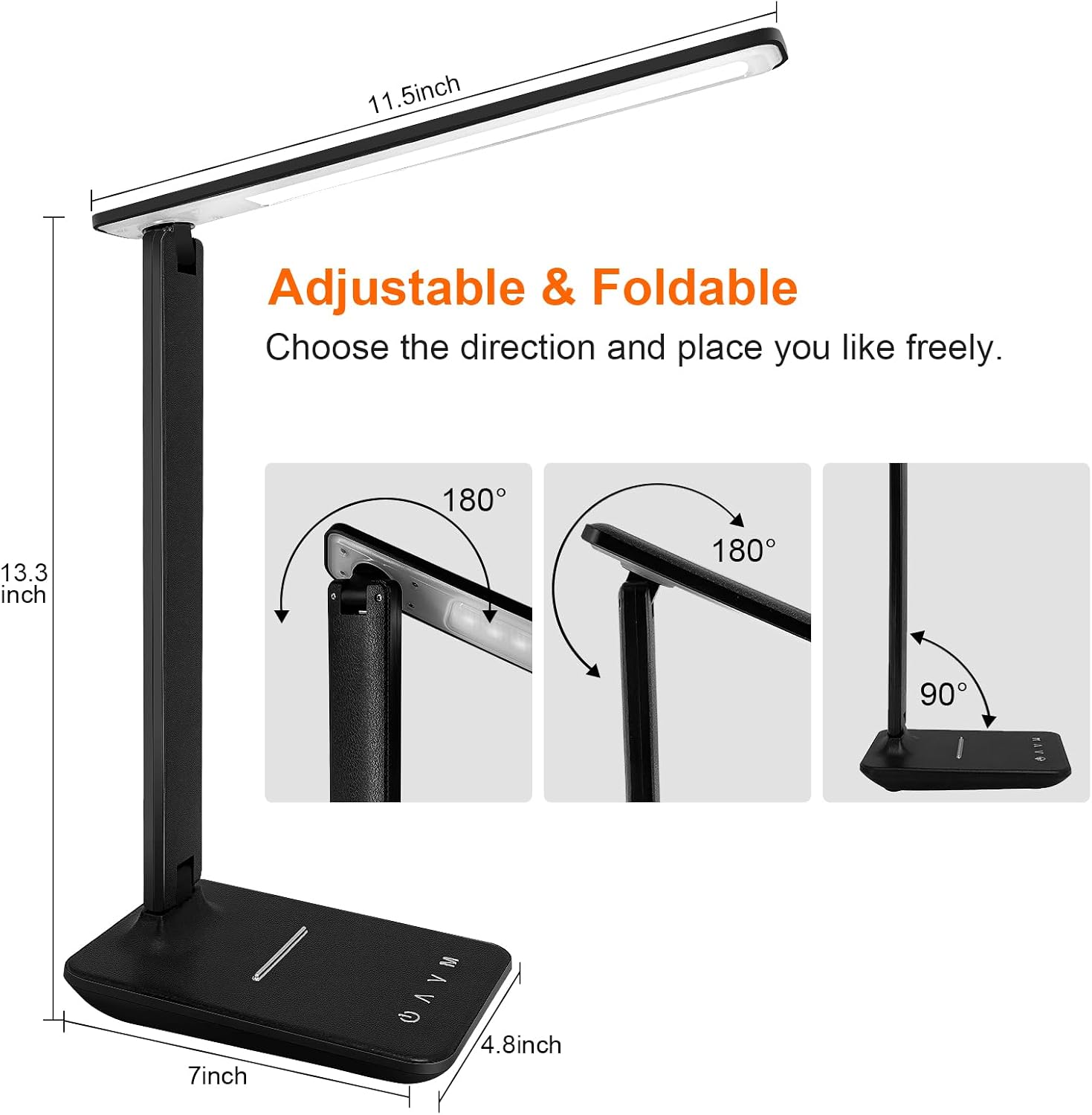karidi LED Desk Lamp Dimmable Table Lamp with USB Charging Port, 5 Lighting Modes, Sensitive Control, Foldable Portable Desk Light for…